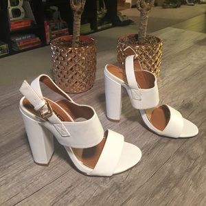 White block heel sandals